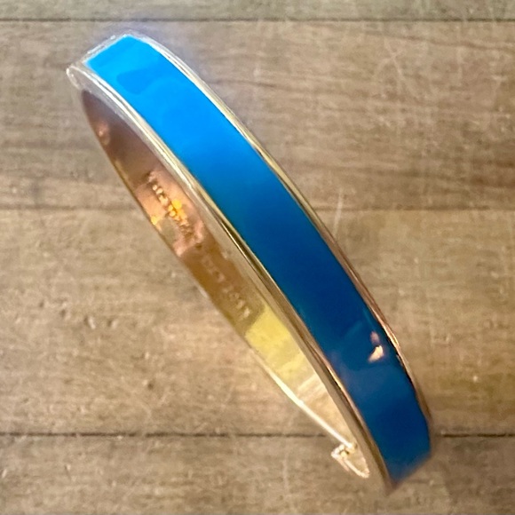 Kate Spade Blue Enamel “Head in the Clouds” Hinged Bangle Bracelet - Picture 9 of 14